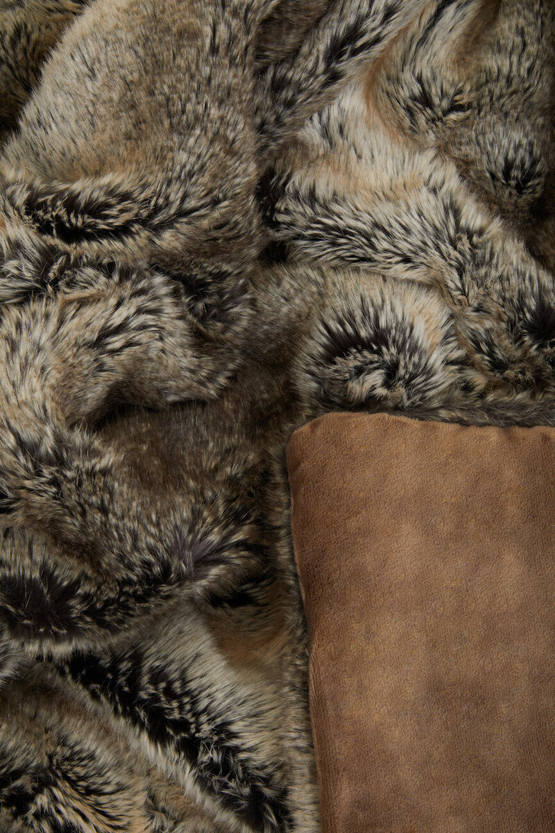 Orsina Bosie Lamina Mocha Ombre Faux Fur Throw | Luxury Plush Blanket