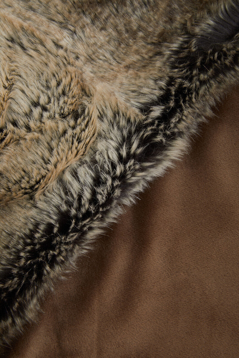 Orsina Bosie Lamina Mocha Ombre Faux Fur Throw | Luxury Plush Blanket