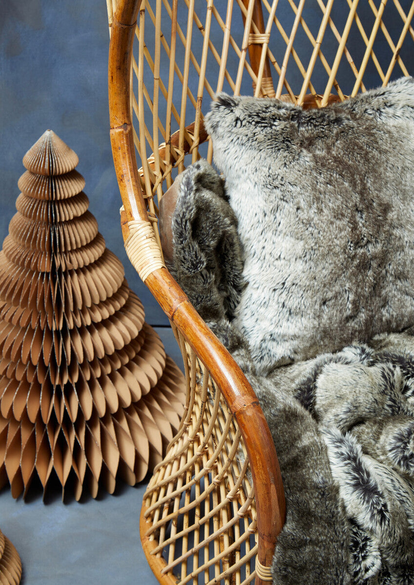 Orsina Lamina Mocha Ombre Faux Fur Square Cushion | Feather Filled