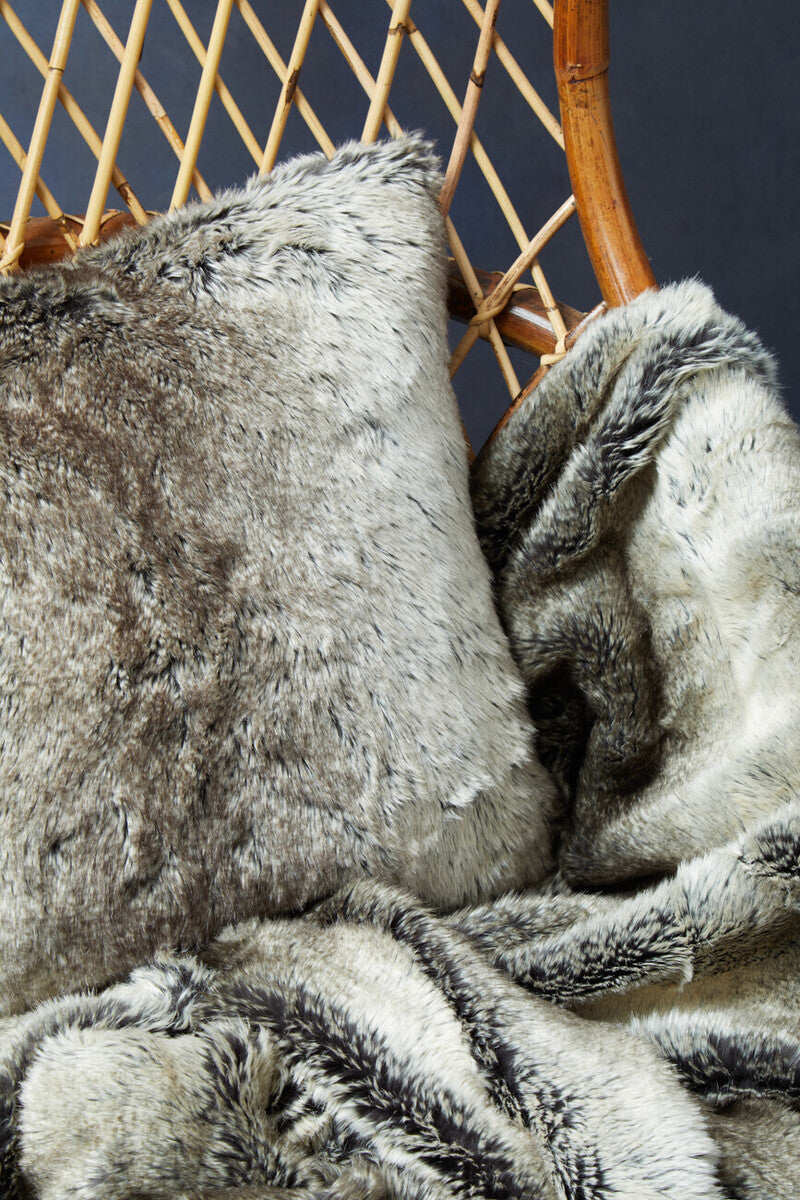 Orsina Lamina Mocha Ombre Faux Fur Square Cushion | Feather Filled