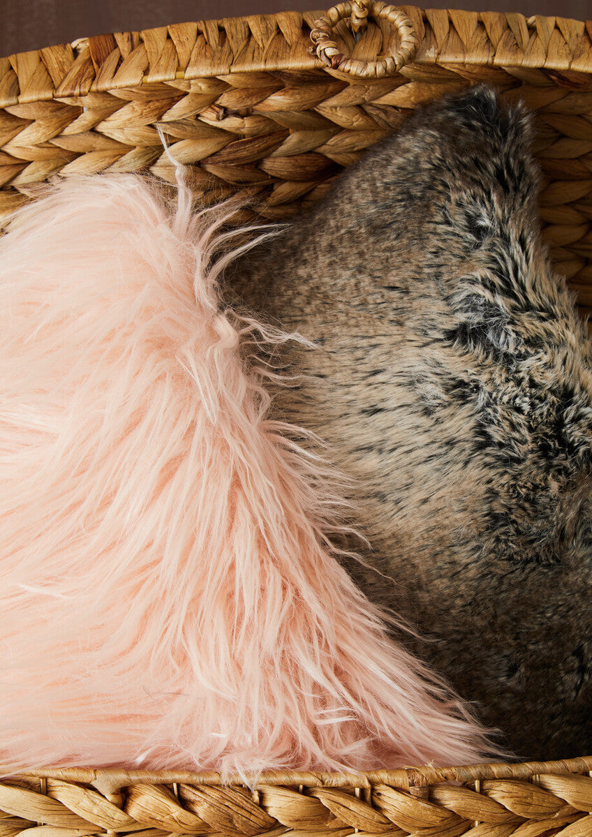 Orsina Lamina Mocha Ombre Faux Fur Square Cushion | Feather Filled