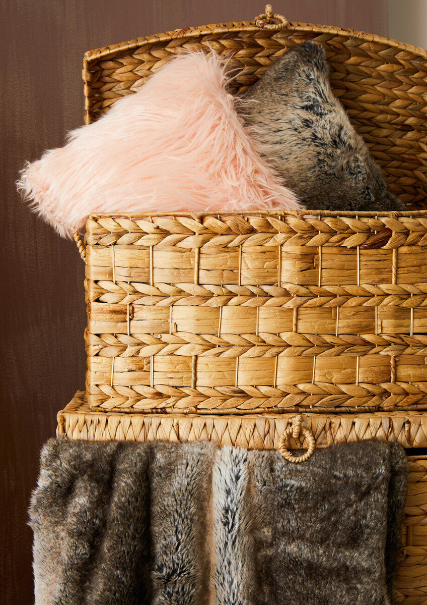 Orsina Lamina Mocha Ombre Faux Fur Square Cushion | Feather Filled