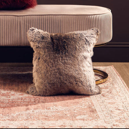 Orsina Lamina Mocha Ombre Faux Fur Square Cushion | Feather Filled