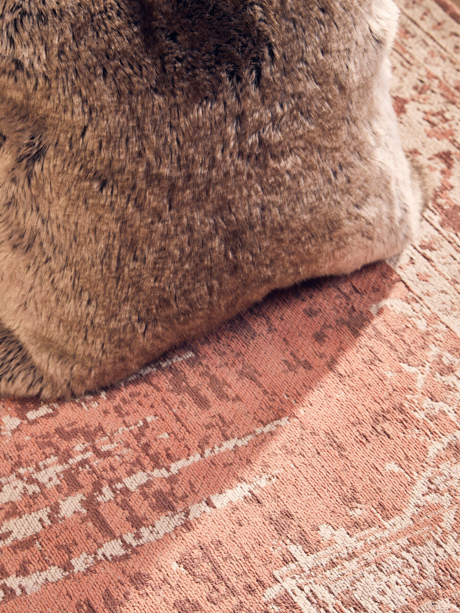 Orsina Lamina Mocha Ombre Faux Fur Square Cushion | Feather Filled