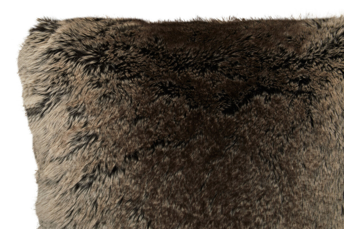 Orsina Lamina Mocha Ombre Faux Fur Square Cushion | Feather Filled