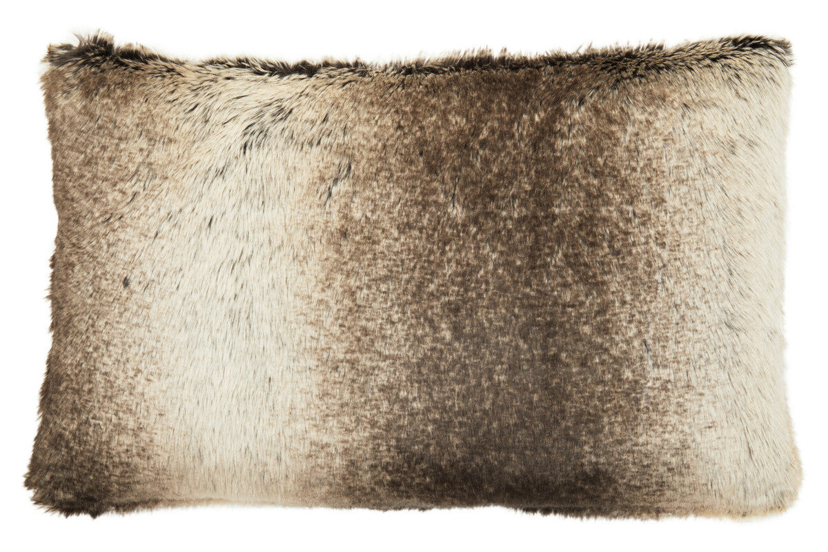 Orsina Mocha Ombre Faux Fur Rectangular Lumbar Cushion | 60x40cm