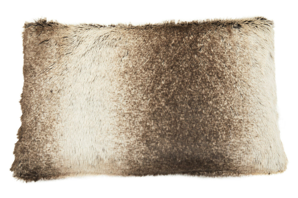 Orsina Mocha Ombre Faux Fur Rectangular Lumbar Cushion | 60x40cm