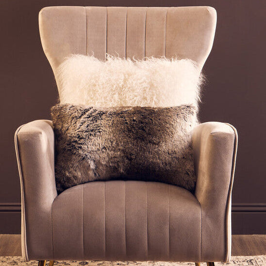 Orsina Mocha Ombre Faux Fur Rectangular Lumbar Cushion | 60x40cm