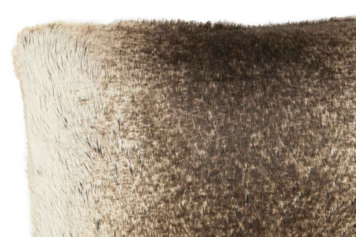 Orsina Mocha Ombre Faux Fur Rectangular Lumbar Cushion | 60x40cm