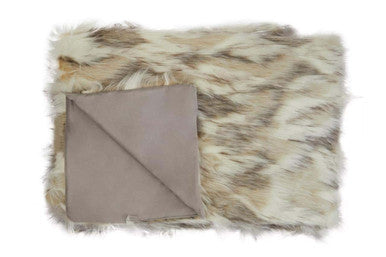 Orsina Lamina Natural Faux Fur Throw – Luxury Plush Blanket with Suede