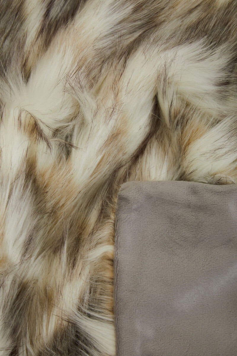 Orsina Lamina Natural Faux Fur Throw – Luxury Plush Blanket with Suede