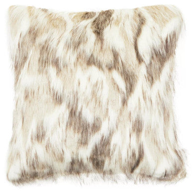 Orsina Lamina Natural Faux Fur Square Cushion | Plush Feather Filled