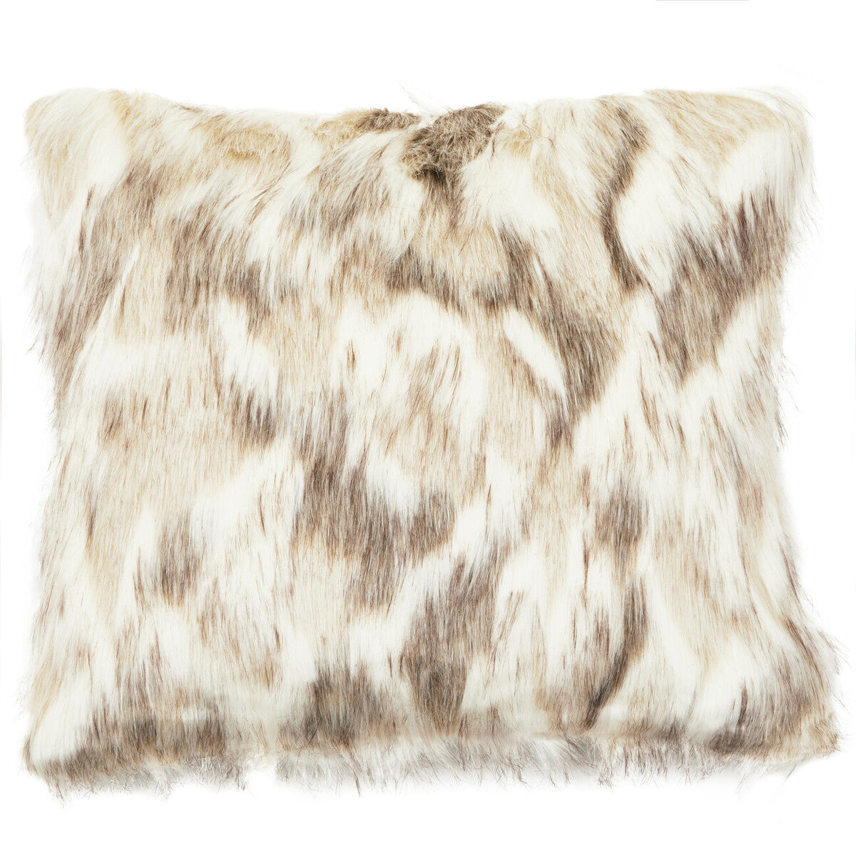 Orsina Lamina Natural Faux Fur Square Cushion | Plush Feather Filled