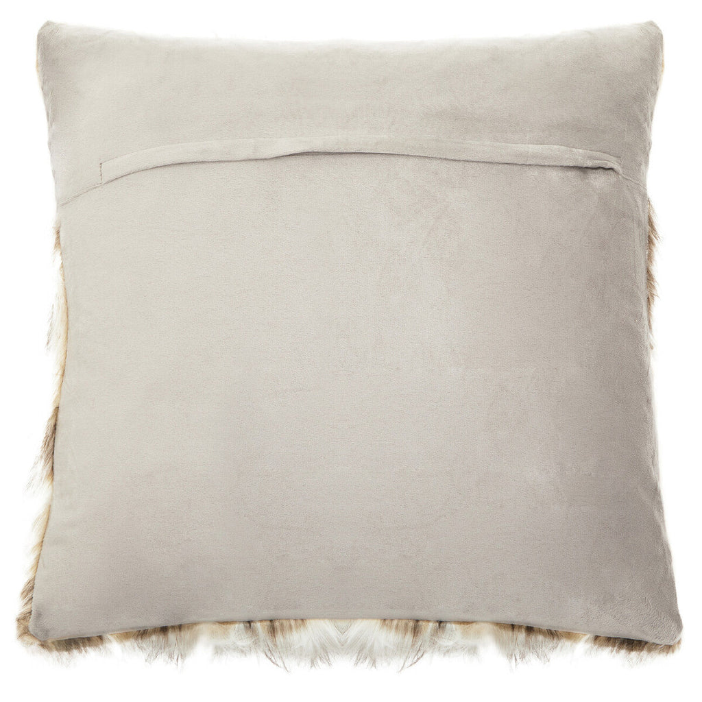Orsina Lamina Natural Faux Fur Square Cushion | Plush Feather Filled
