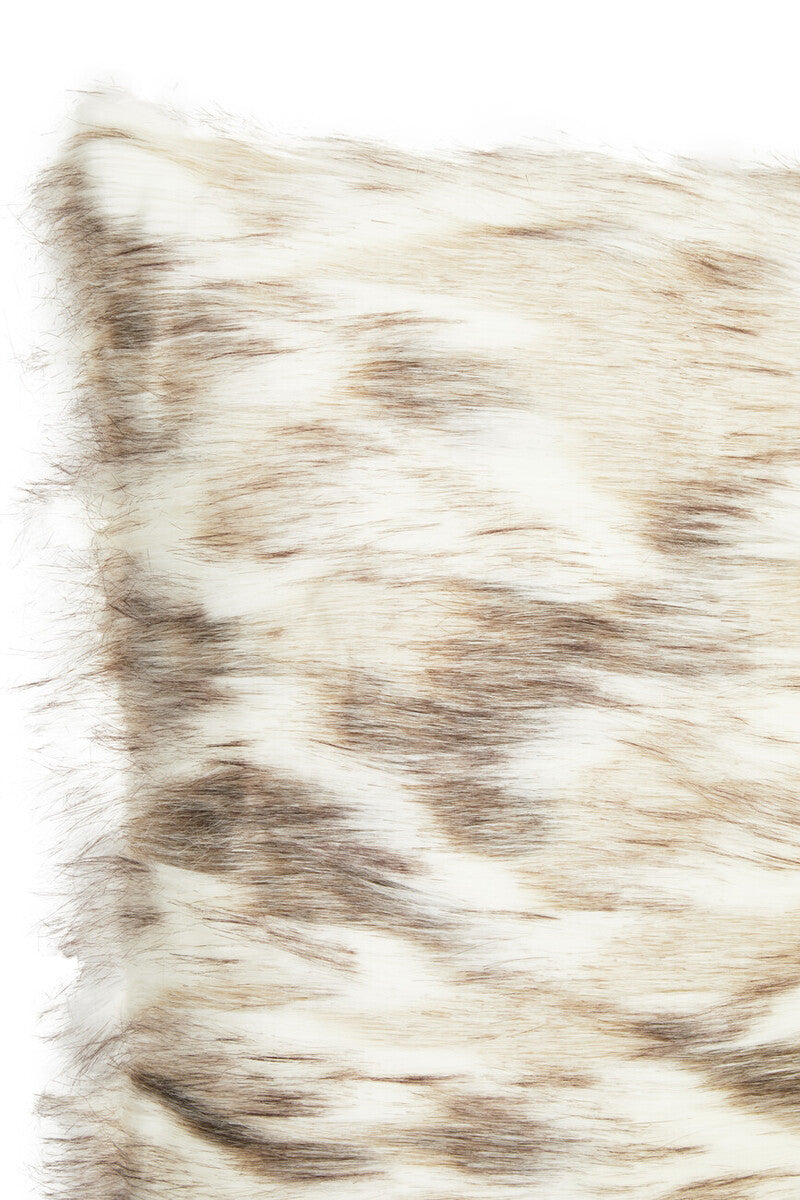 Orsina Lamina Natural Faux Fur Square Cushion | Plush Feather Filled