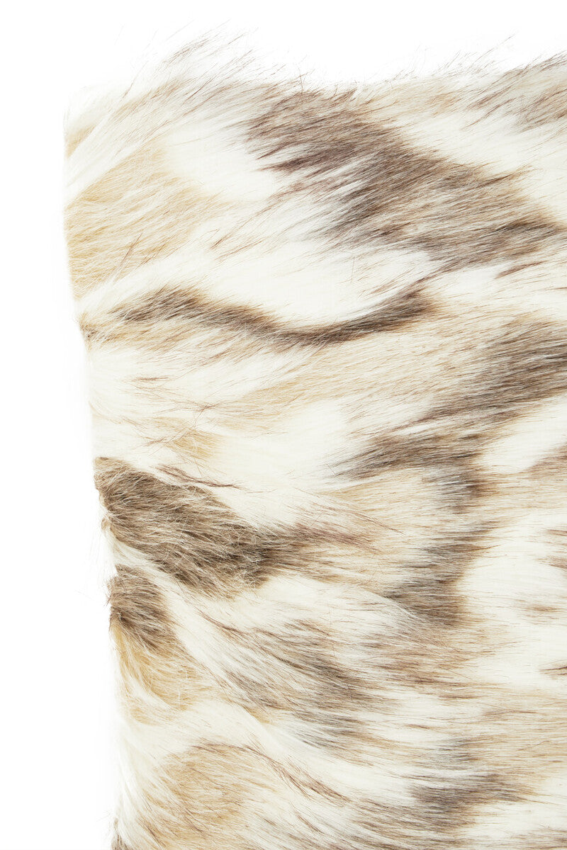 Orsina Lamina Natural Faux Fur Square Cushion | Plush Feather Filled