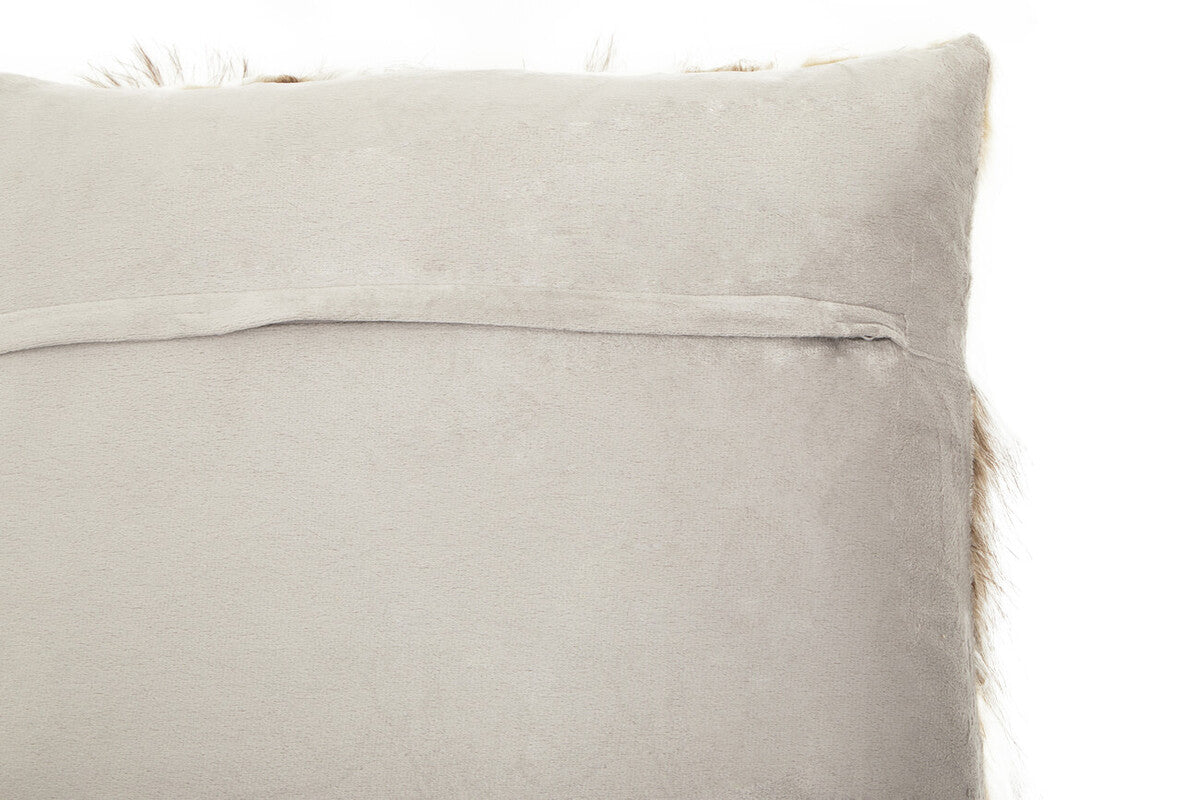 Orsina Lamina Natural Faux Fur Square Cushion | Plush Feather Filled