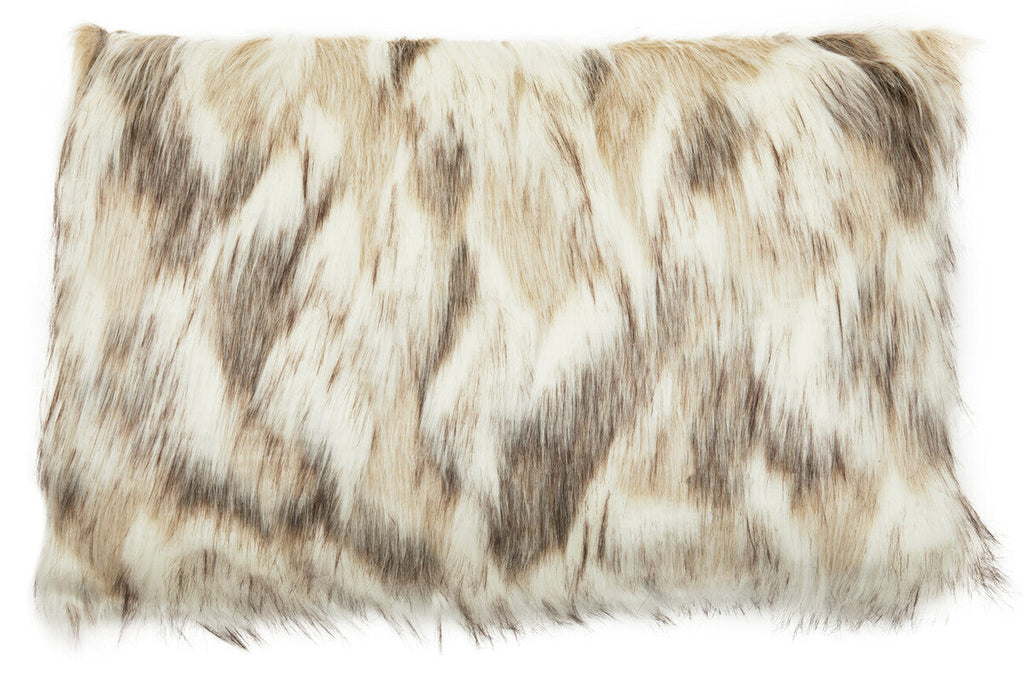Orsina Lamina Natural Faux Fur Rectangular Cushion | Feather Filled