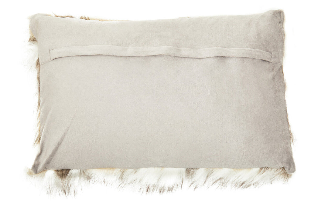 Orsina Lamina Natural Faux Fur Rectangular Cushion | Feather Filled