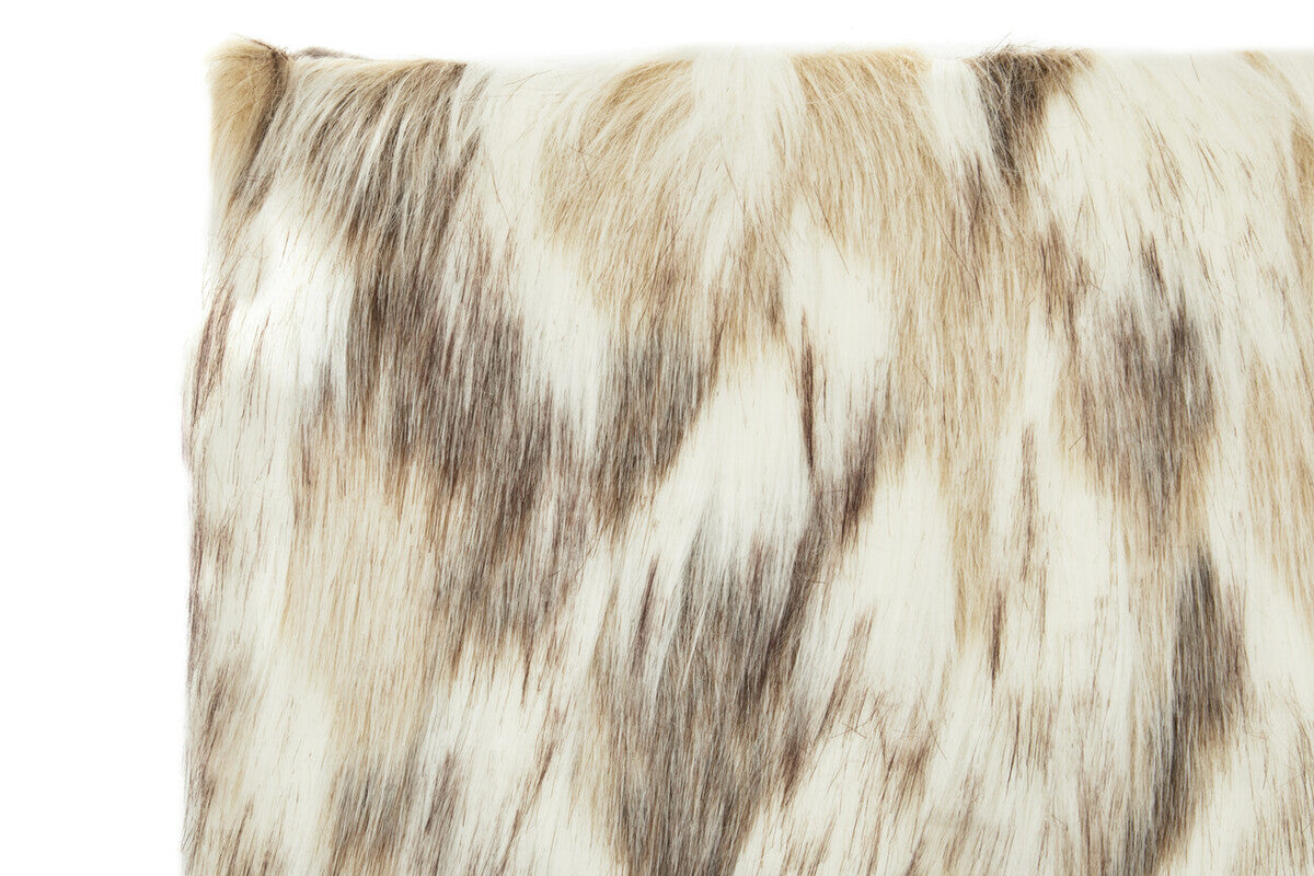 Orsina Lamina Natural Faux Fur Rectangular Cushion | Feather Filled
