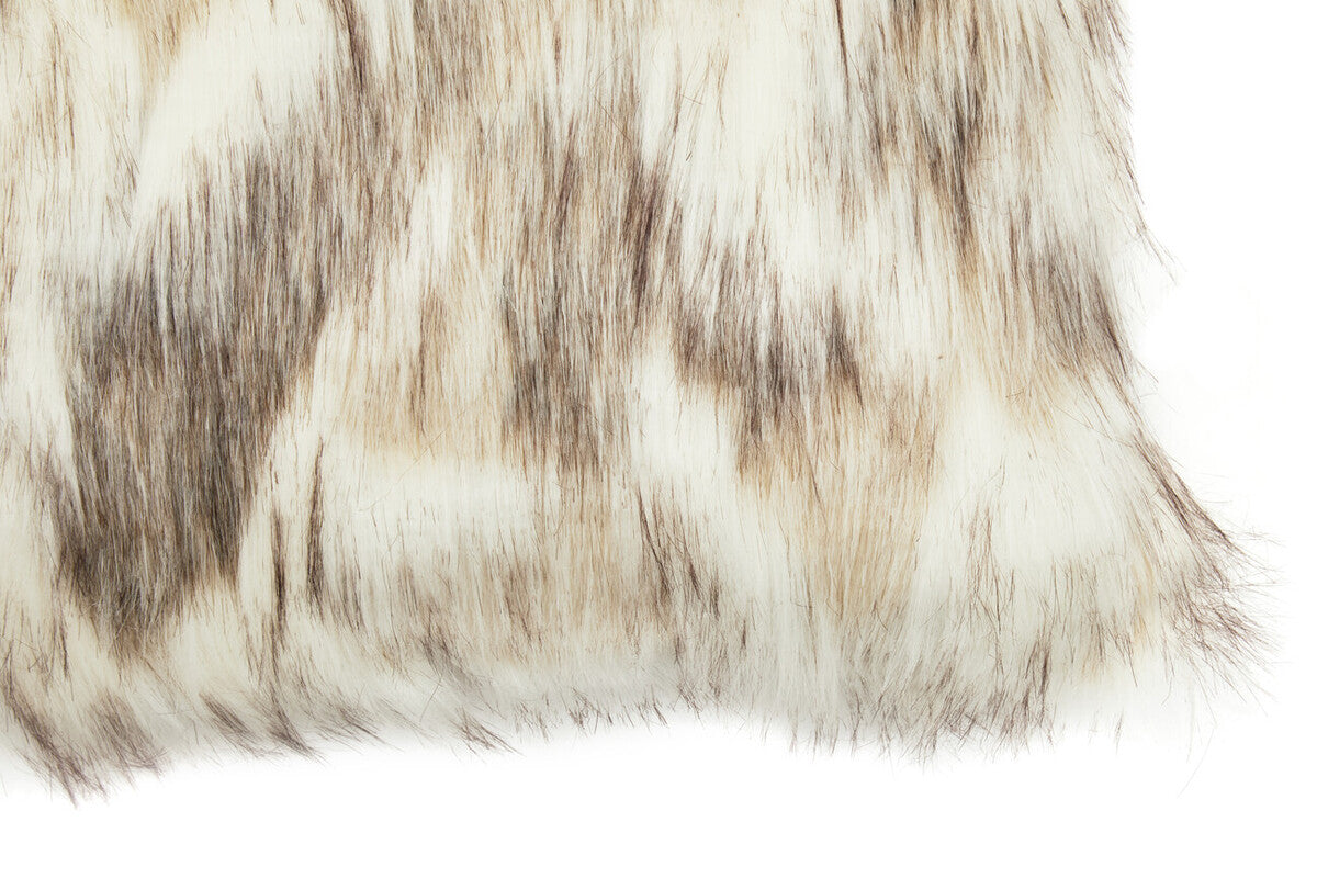 Orsina Lamina Natural Faux Fur Rectangular Cushion | Feather Filled