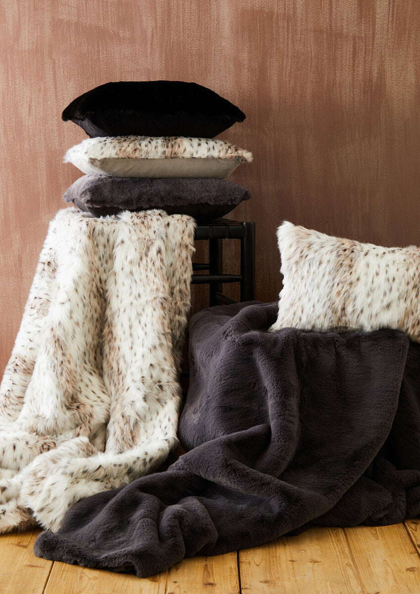 Orsina Lamina Animal Print Faux Fur Throw Blanket with Suede Reverse