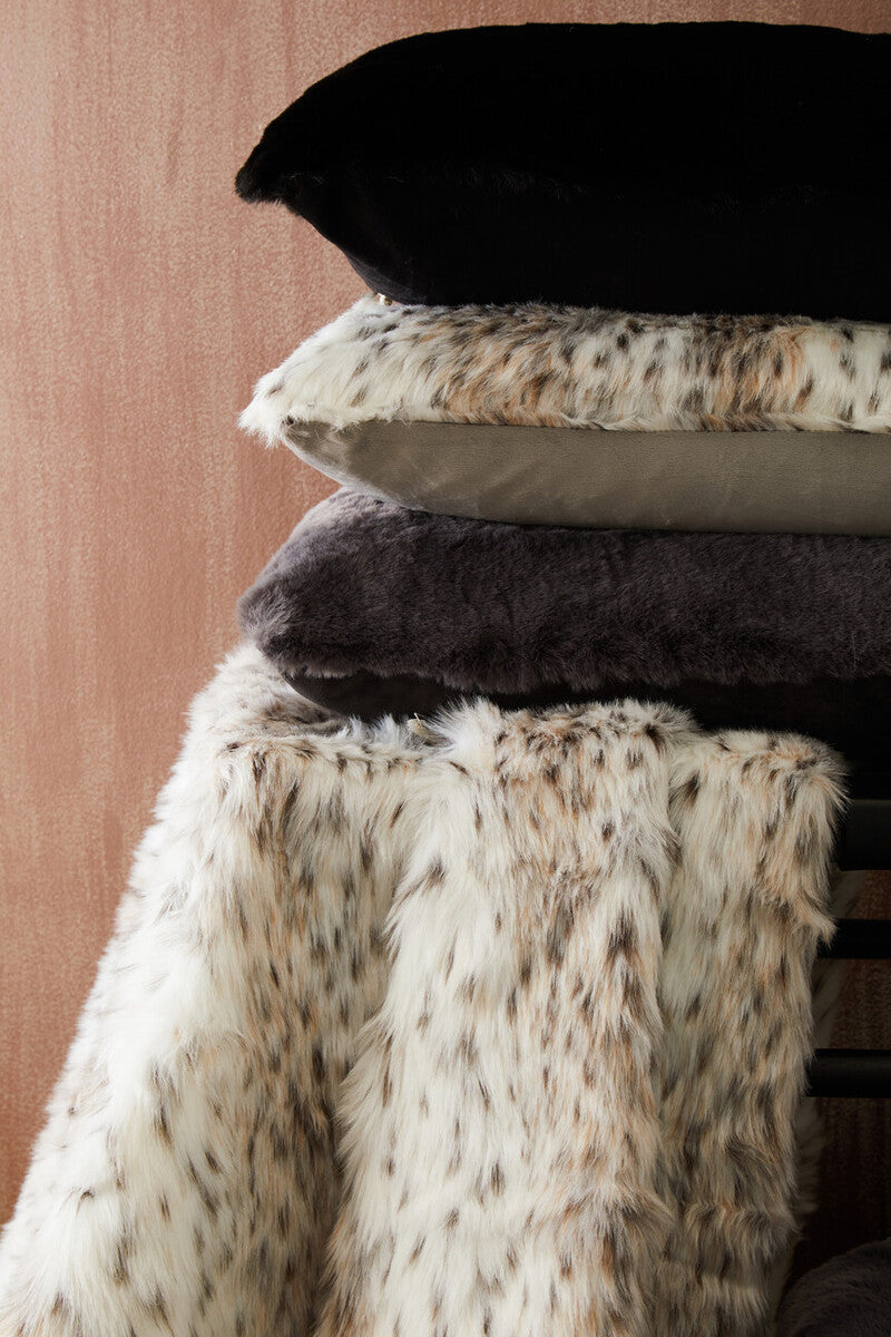 Orsina Lamina Animal Print Faux Fur Throw Blanket with Suede Reverse