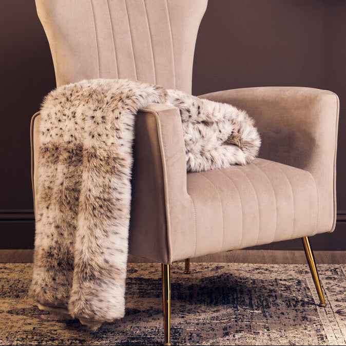 Orsina Lamina Animal Print Faux Fur Throw Blanket with Suede Reverse