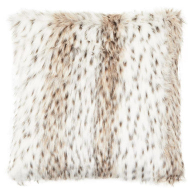 Orsina Lamina Animal Print Faux Fur Square Cushion with Feather Pad