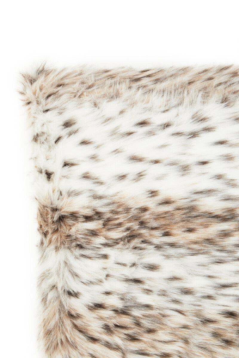 Orsina Lamina Animal Print Faux Fur Square Cushion with Feather Pad