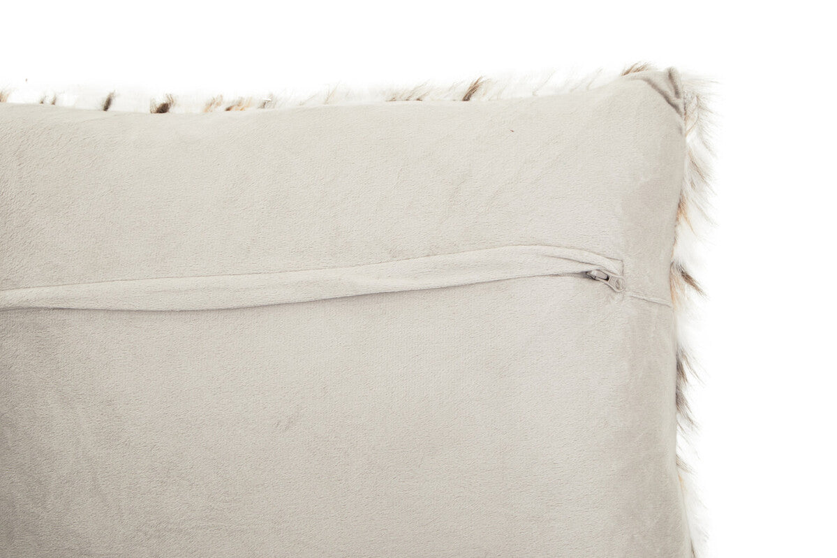 Orsina Lamina Animal Print Faux Fur Square Cushion with Feather Pad