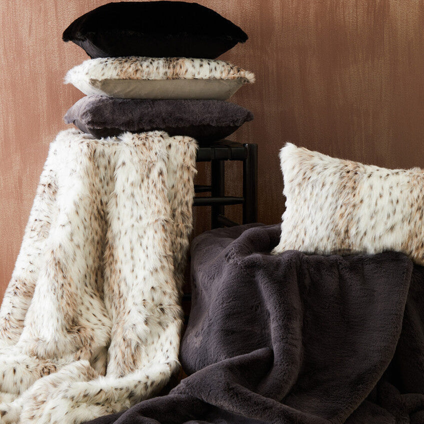 Orsina Lamina Animal Print Faux Fur Rectangular Lumbar Cushion