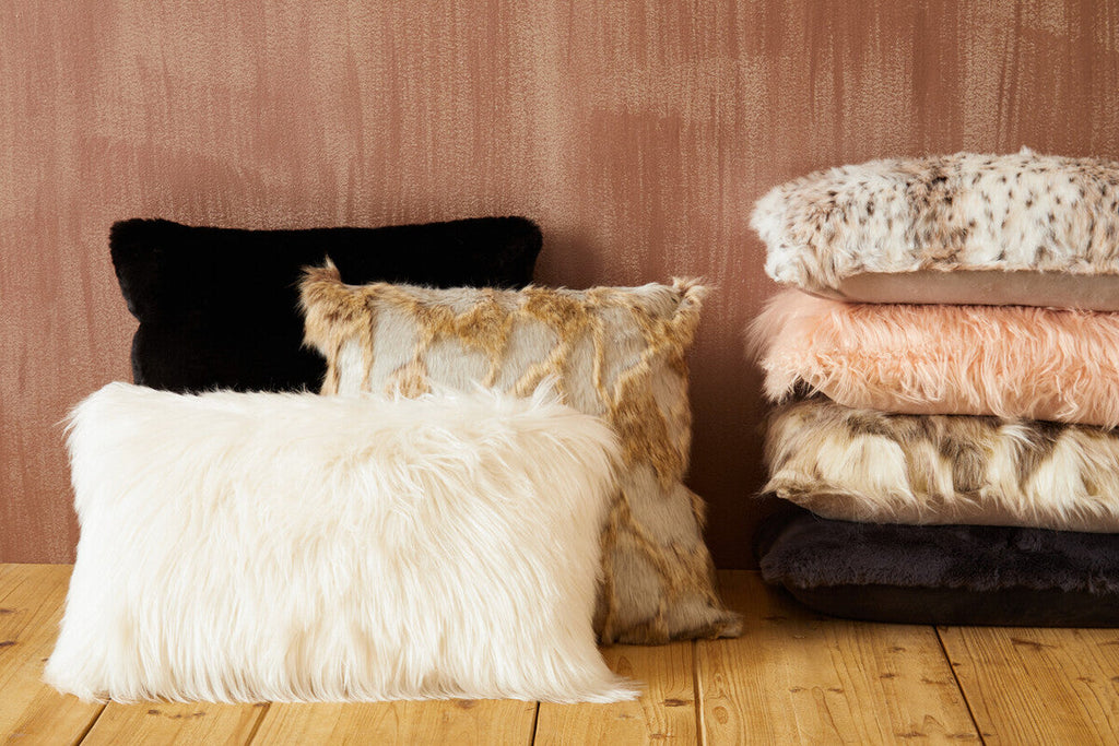 Orsina Lamina Animal Print Faux Fur Rectangular Lumbar Cushion