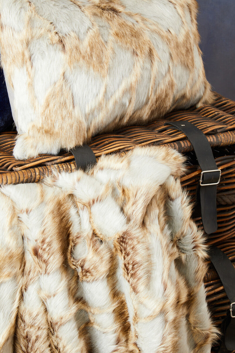 Orsina Bosie Lamina Faux Fur Throw – Grey and Natural Plush Blanket