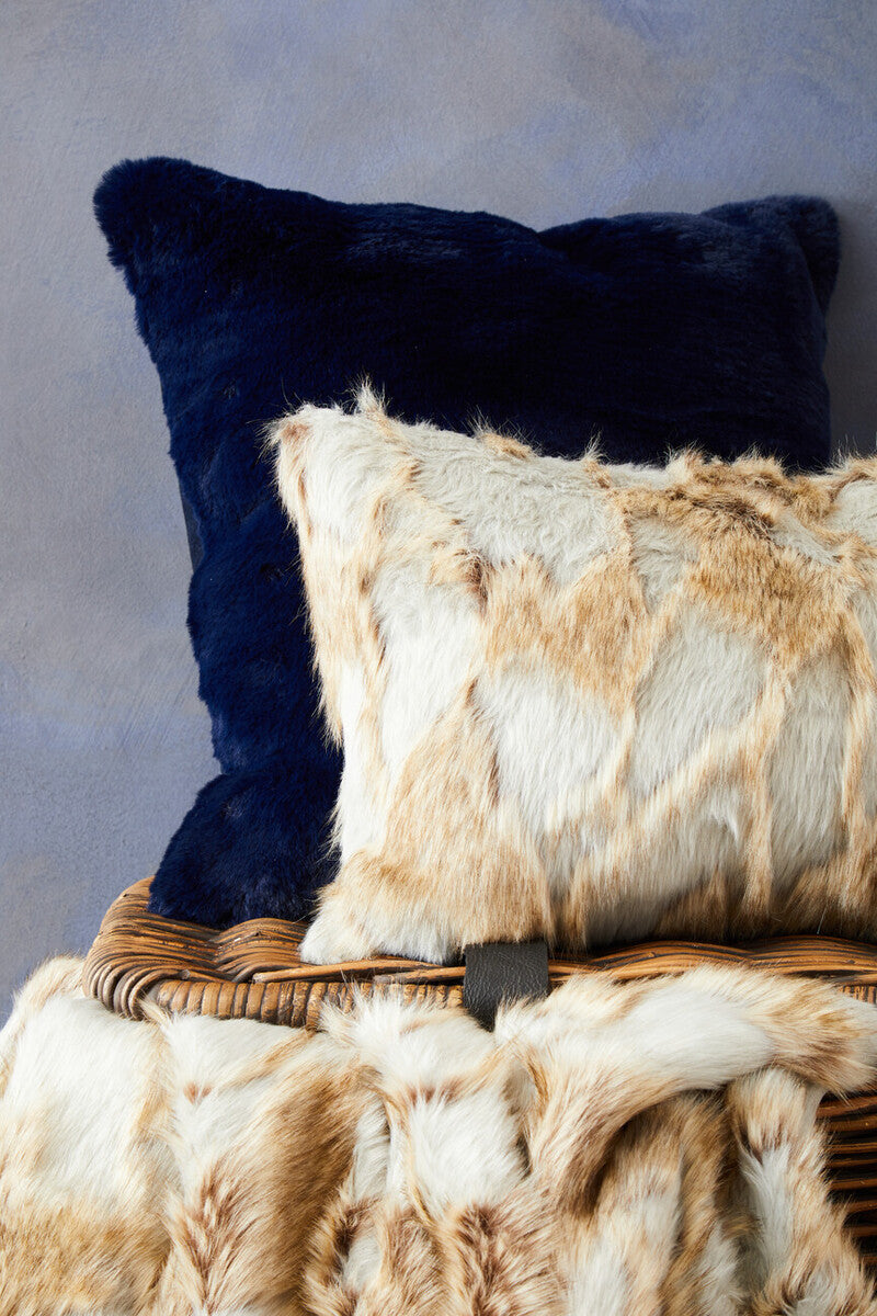Orsina Bosie Lamina Faux Fur Throw – Grey and Natural Plush Blanket