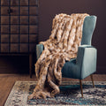 Orsina Bosie Lamina Faux Fur Throw – Grey and Natural Plush Blanket