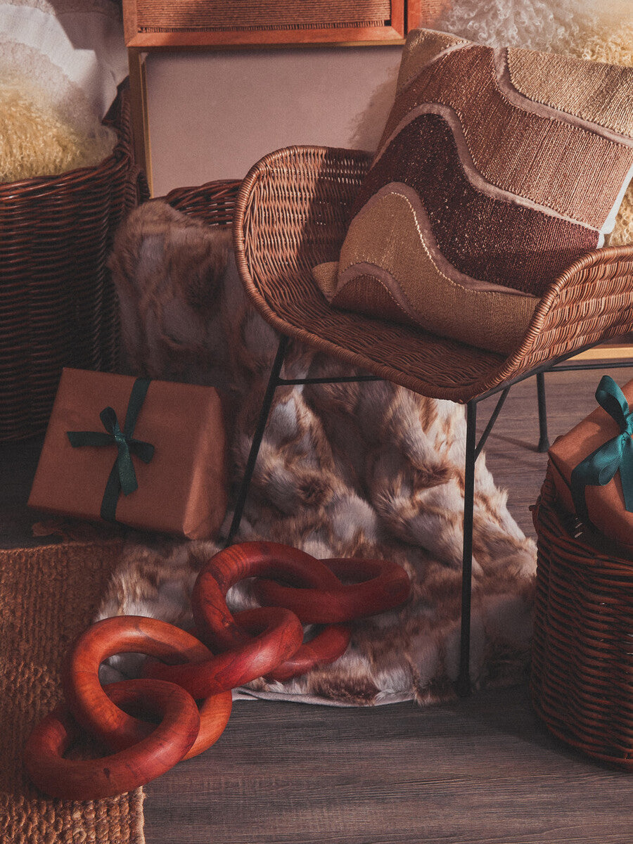 Orsina Bosie Lamina Faux Fur Throw – Grey and Natural Plush Blanket