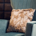 Orsina Lamina Grey and Natural Faux Fur Square Cushion | Feather Filled