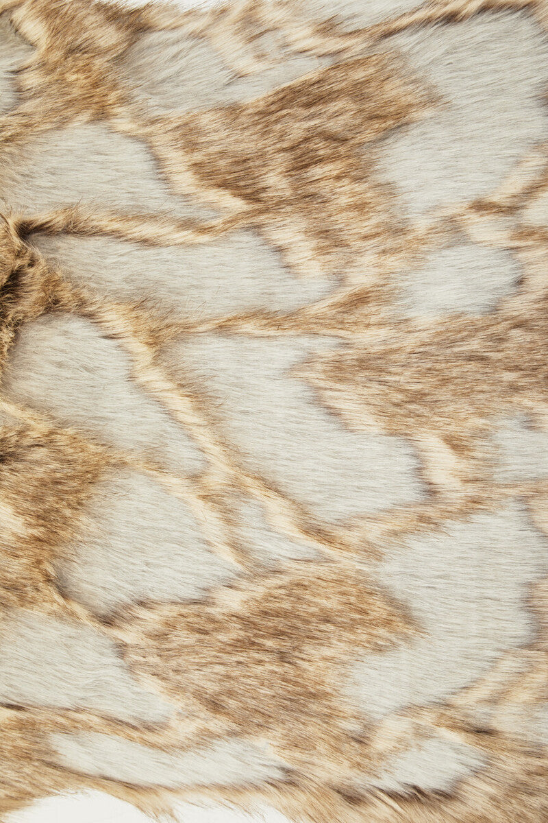 Orsina Lamina Grey and Natural Faux Fur Square Cushion | Feather Filled