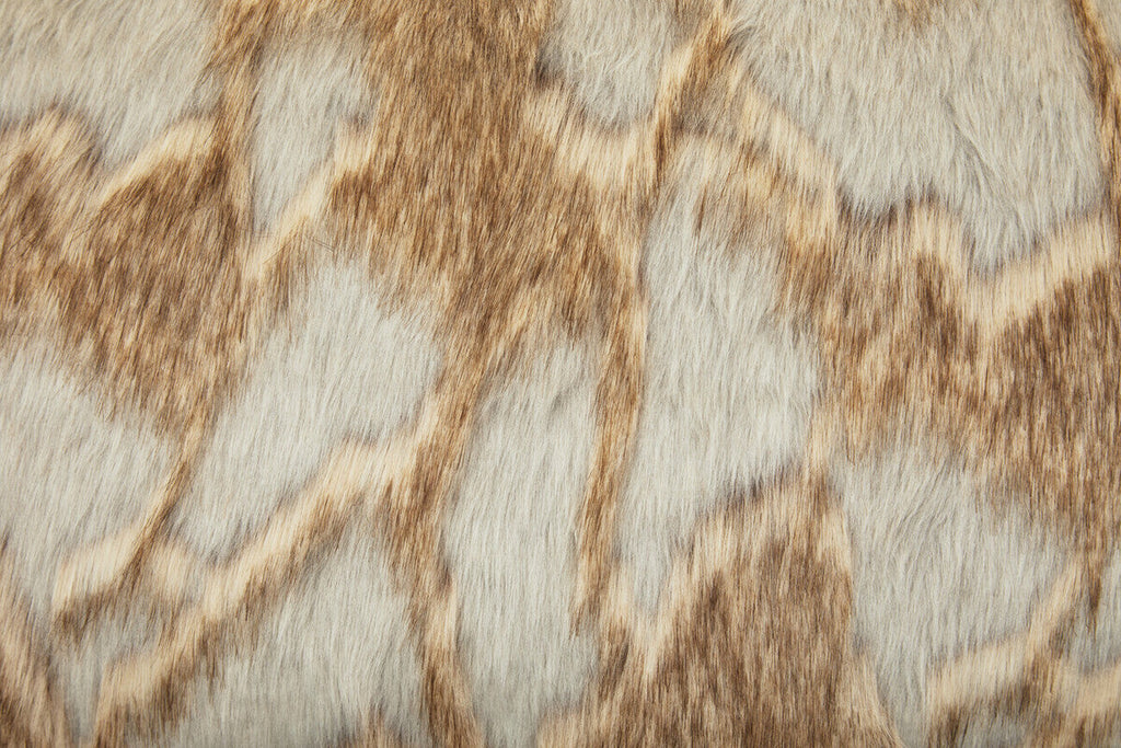 Orsina Lamina Grey and Natural Faux Fur Cushion – Textured Throw Pillow