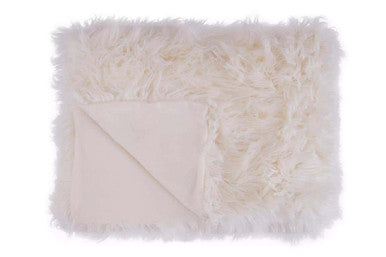 Orsina Lamina Cream Faux Fur Throw – Plush Decorative Bed Blanket