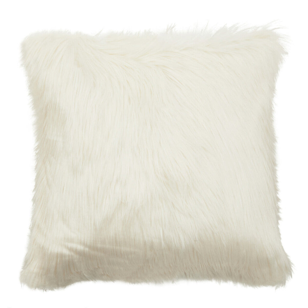 Orsina Lamina Cream Square Faux Fur Cushion with Feather Inner
