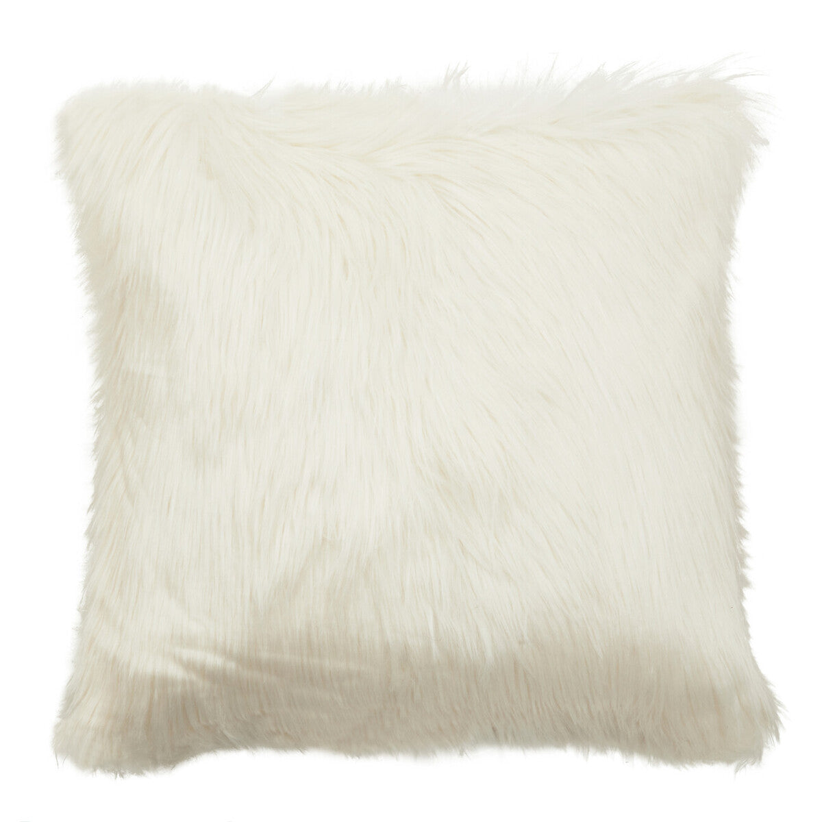 Orsina Lamina Cream Square Faux Fur Cushion with Feather Inner