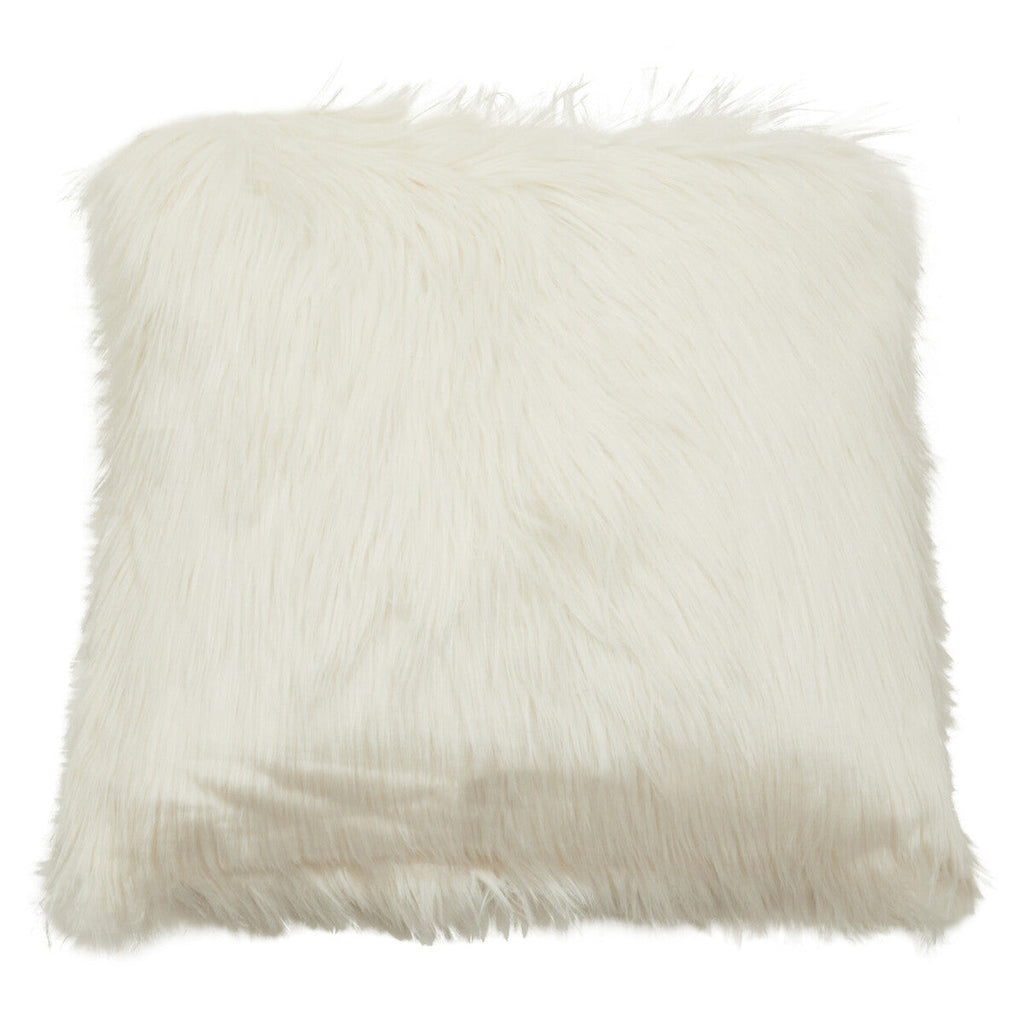 Orsina Lamina Cream Square Faux Fur Cushion with Feather Inner