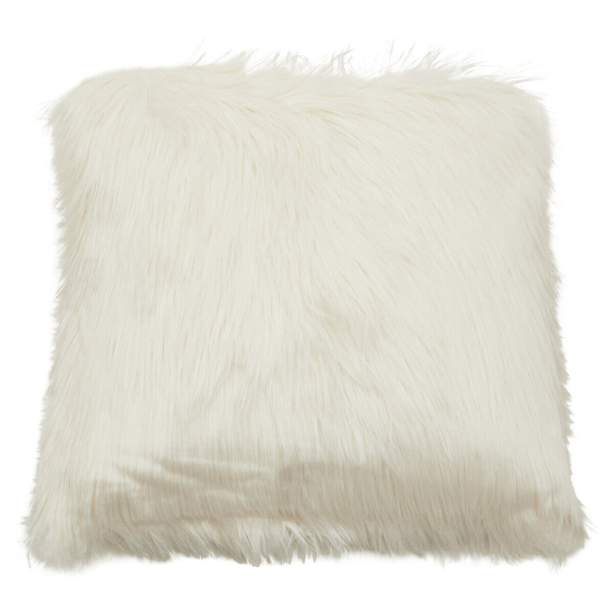 Orsina Lamina Cream Square Faux Fur Cushion with Feather Inner