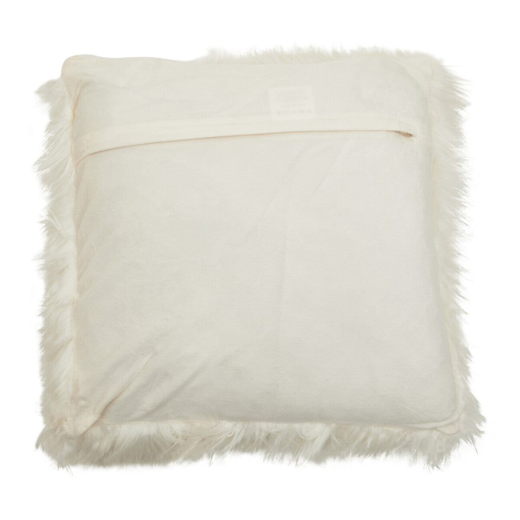 Orsina Lamina Cream Square Faux Fur Cushion with Feather Inner