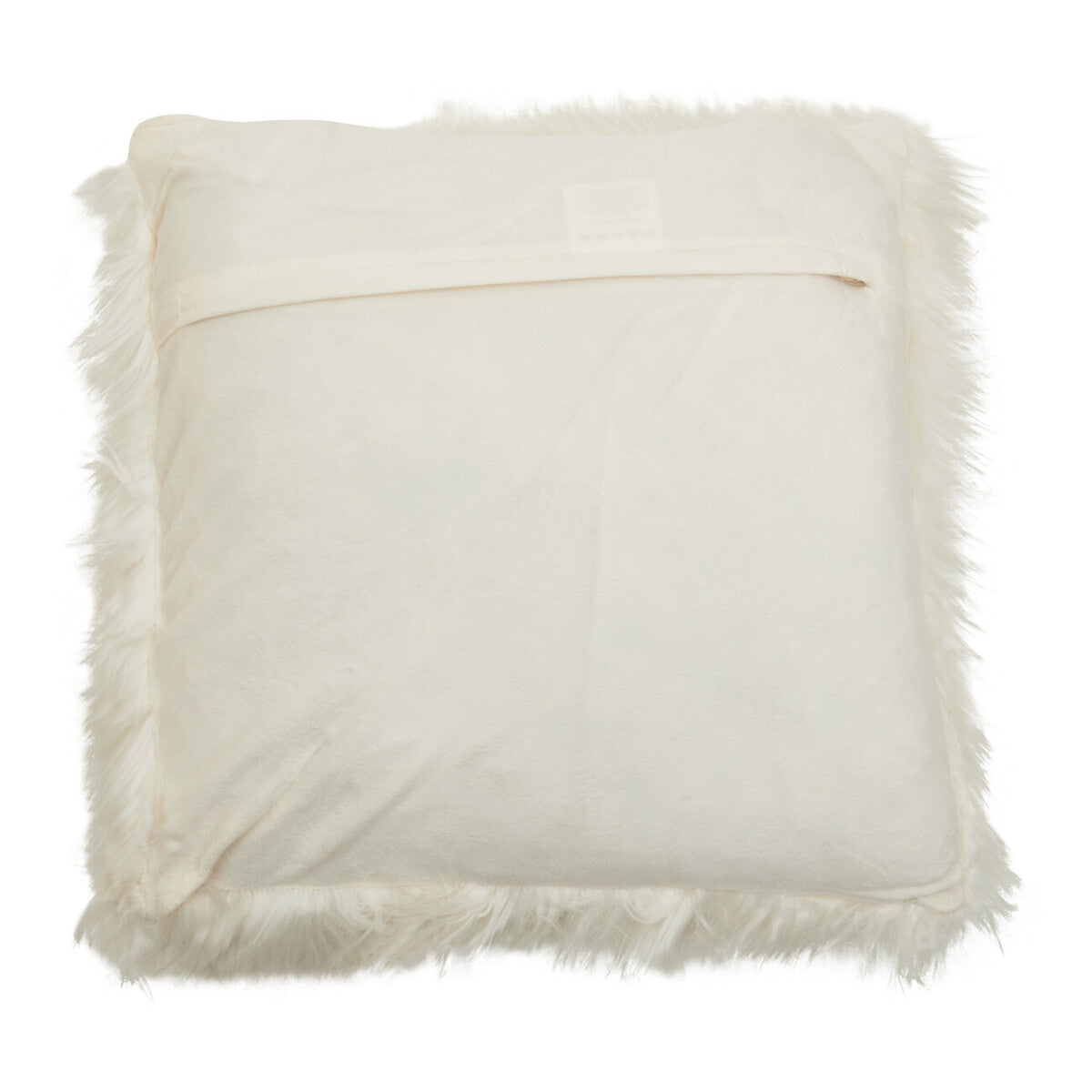Orsina Lamina Cream Square Faux Fur Cushion with Feather Inner