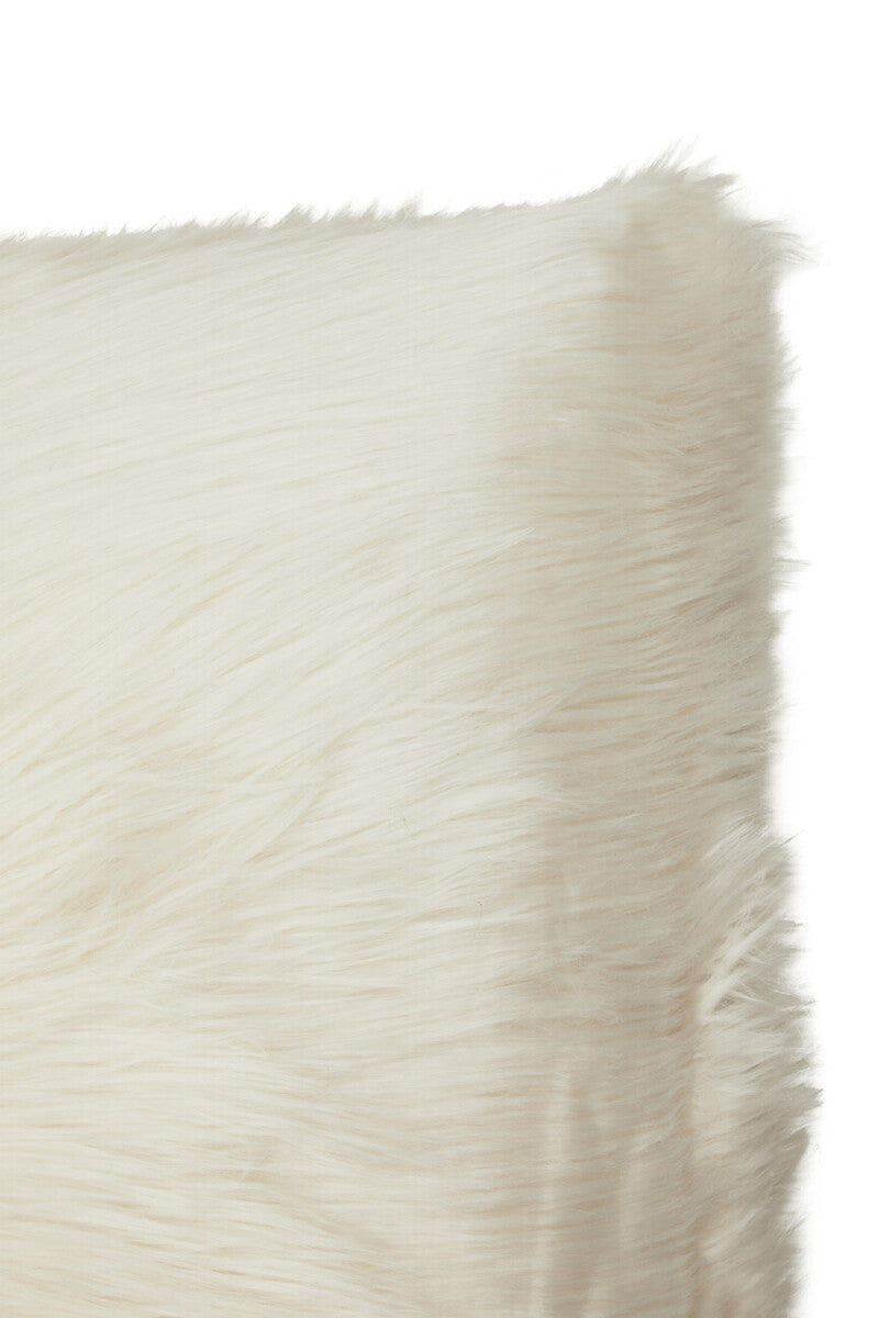 Orsina Lamina Cream Square Faux Fur Cushion with Feather Inner