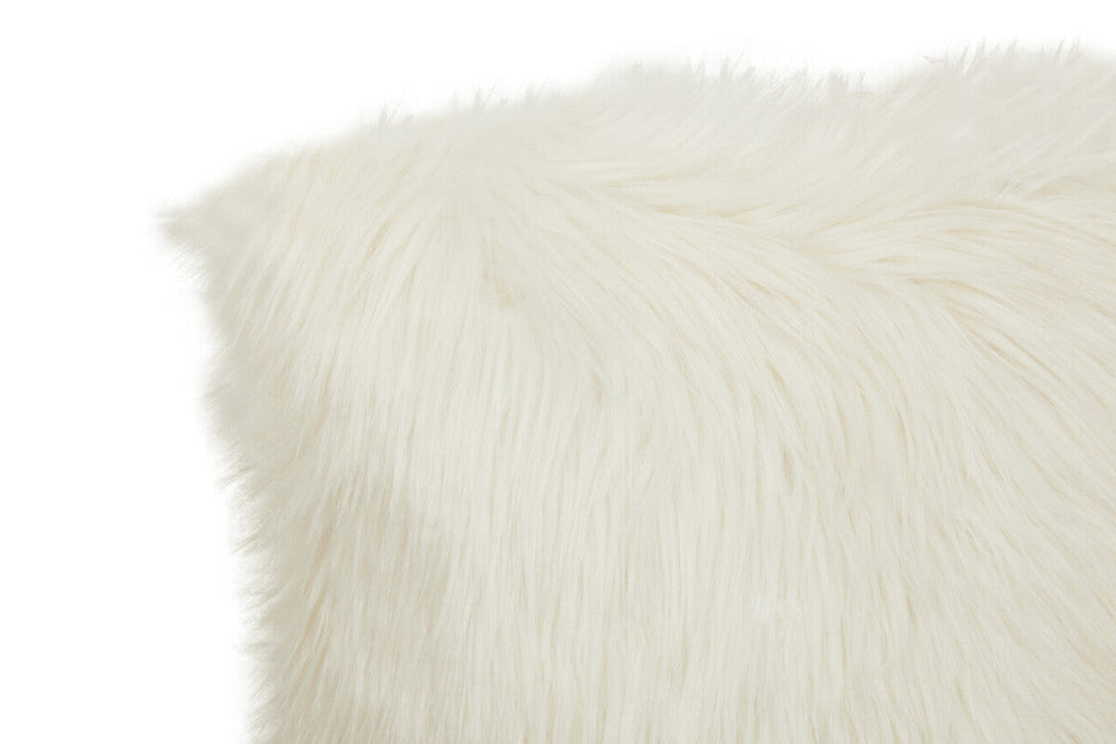 Orsina Lamina Cream Square Faux Fur Cushion with Feather Inner