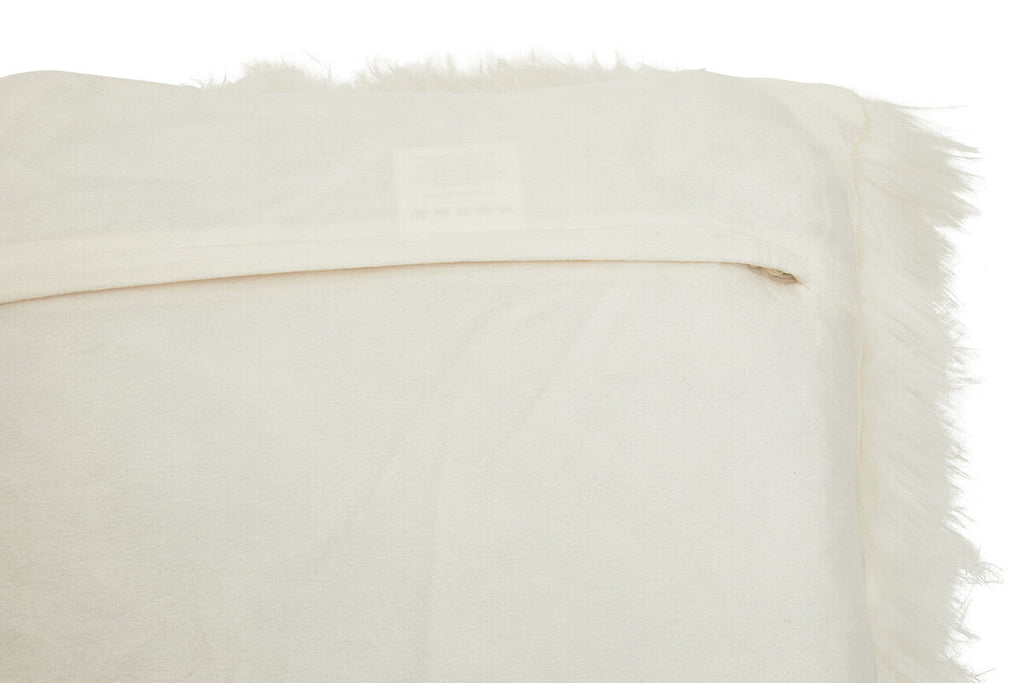 Orsina Lamina Cream Square Faux Fur Cushion with Feather Inner